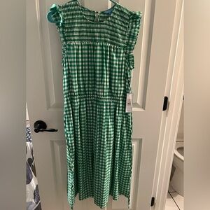 Draper James brand new green gingham maxi dress